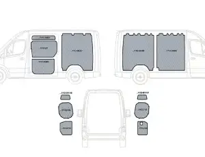 Kit rivestimenti laterali in alluminio mandorlato MERCEDES SPRINTER L2-H2 dal 2018 lung. tot. 5932 passo 3924 Traz Anteriore
