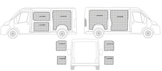 Kit rivestimenti vano di carico alluminio mandorlato CITROEN JUMPER L2-H1 dal 2006 al 2022 passo 3450 L2 LUNG. Tot. 5413 tetto H1 (basso)