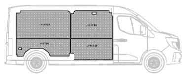 Kit Rivestimenti Renault Master Alluminio Forato RENAULT MASTER DAL 2024 L3-H2 Passo 4215 Lung. tot 6311
