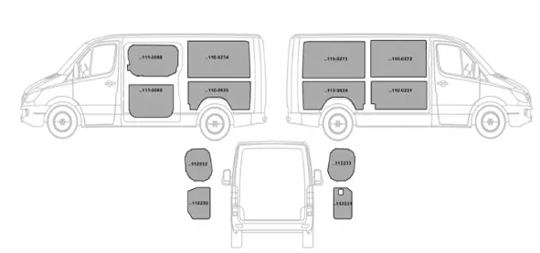 Kit rivestimento vano di carico in alluminio mandorlato MERCEDES SPRINTER L2-H1 dal 2018 lung. tot. 5932 passo 3924 Traz Posteriore