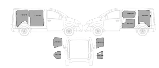 Kit rivestimenti vano di carico in alluminio liscio CITROEN JUMPY L1-H1 dal 2007 passo 3000 tetto H1 (basso)